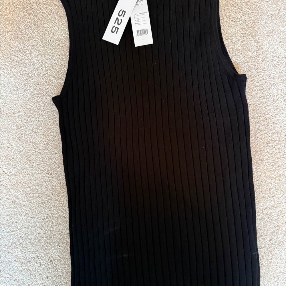 525 America Black Ribbed Sleeveless mock turtleneck Top